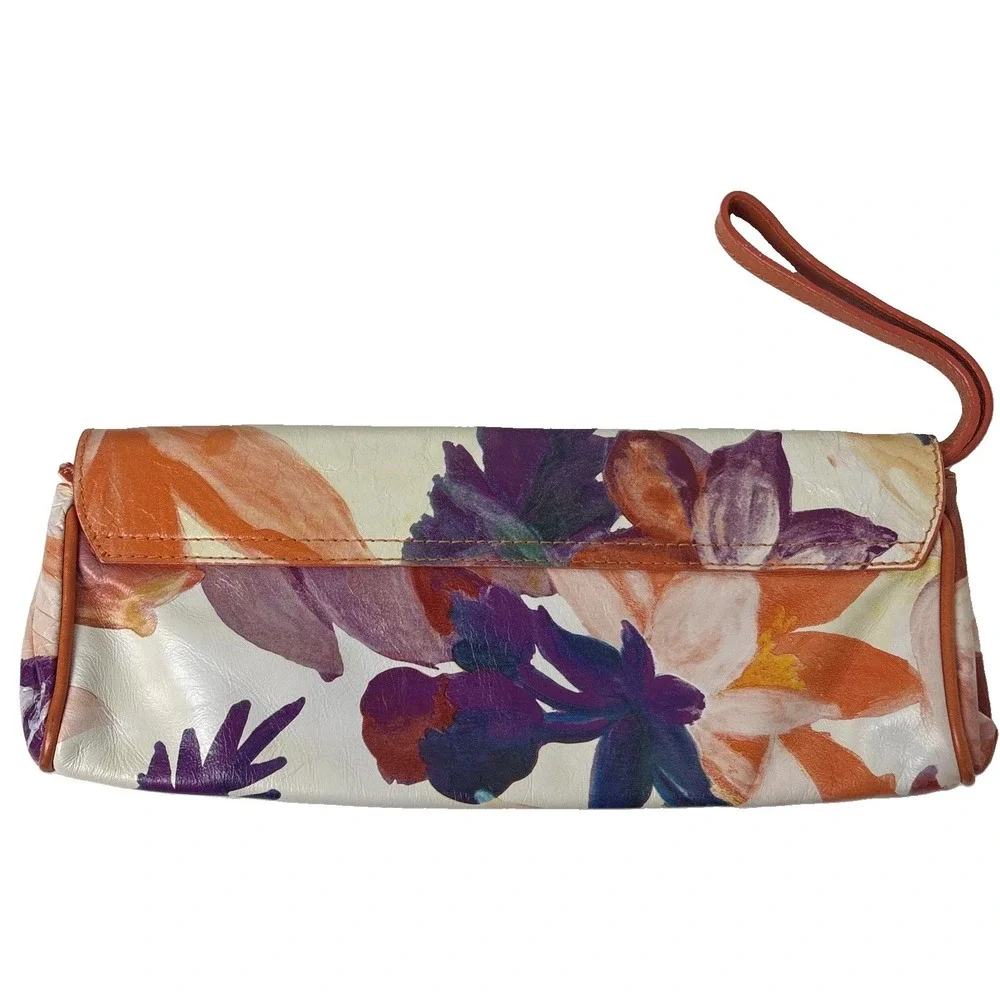 Maurizio Taiuti Clutch Leather Bag Floral Watercolor Wearable Art Italy
